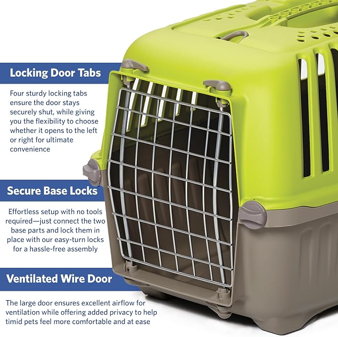 MidWest Spree Travel Carrier, Small Dog & Cat, 22-Inch, Blue | Hard-Sided Pet Carrier, Steel Door, Ventilated Design, Locking Tabs, Easy Assembly