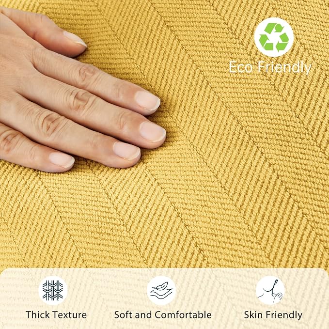 Yellow Pillow Covers 16x16 Set of 2 Chenille Throw Pillow Covers with Elegant Design Soft and Luxurious Decorative Throw Pillows for Couch, Bed, and Home Decor