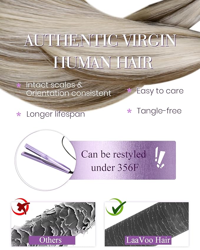 LaaVoo K Tip Hair Extensions Real Human Hair Highlight Brown Utip Hair Extensions Human Hair Light Brown and Golden Blonde Ktip Human Hair Extensions Short Straight 50s 50g 14 inch