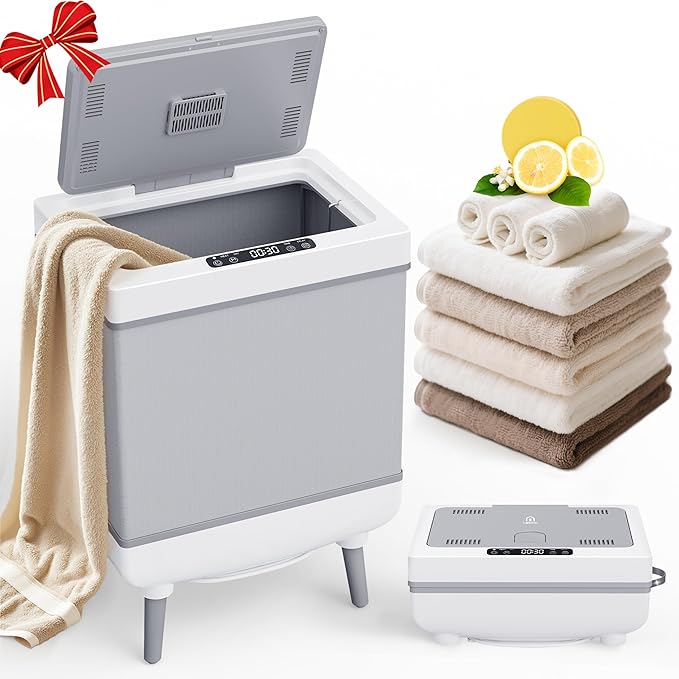 [Truely Upgrade Foldable] Luxury Towel Warmer, 35L Extra Large Towel Warmer Bucket Fits 4 Oversized 40"x70"Towels, Fast Heat Portable Blanket Heater for Bathroom Spa PJs &More, Star White