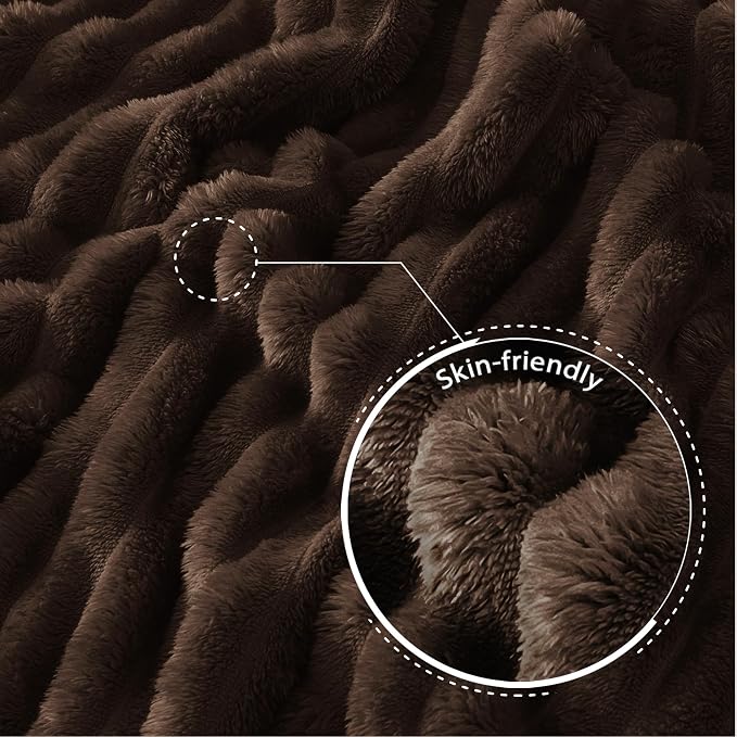Exclusivo Mezcla Striped Queen Size Fleece Blanket for Bed, Couch, 90"x90" | Soft Breathable Cozy Bed Blankets, Lightweight Plush Fluffy Fuzzy Jacquard Decorative Blankets