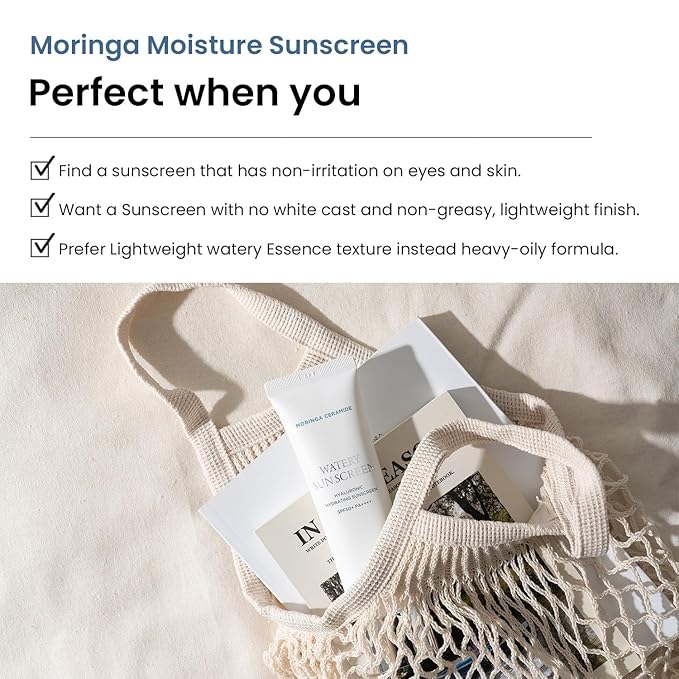 HEIMISH Moringa Ceramide Hyaluronic Hydrating Watery Sunscreen - SPF Face Moisturiser, Daily Sunscreen For Face, Broad Spectrum SPF 50, Non-greasy, Lightweight with Hyaluronic Acid, 1.7fl.oz/50ml