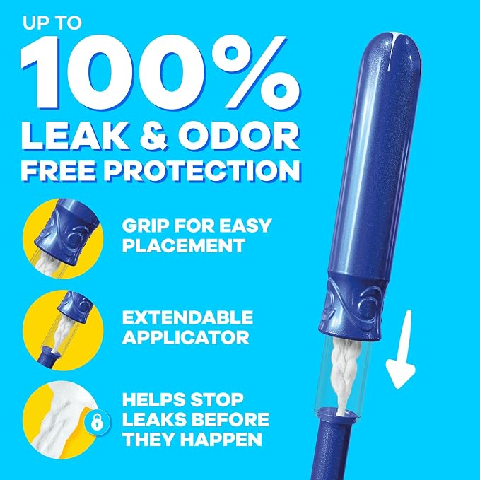 Tampax Compact Pearl Tampons for Women, with LeakGuard Braid & Extendable Applicator, Regular Absorbency, Compact Extendable Applicator, Unscented, 32 Count
