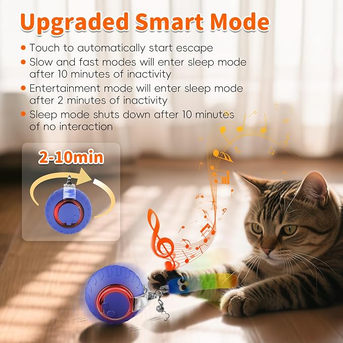 UPSKY Interactive Cat Toy, Smart Moving Cat Ball Toys for Indoor Cats