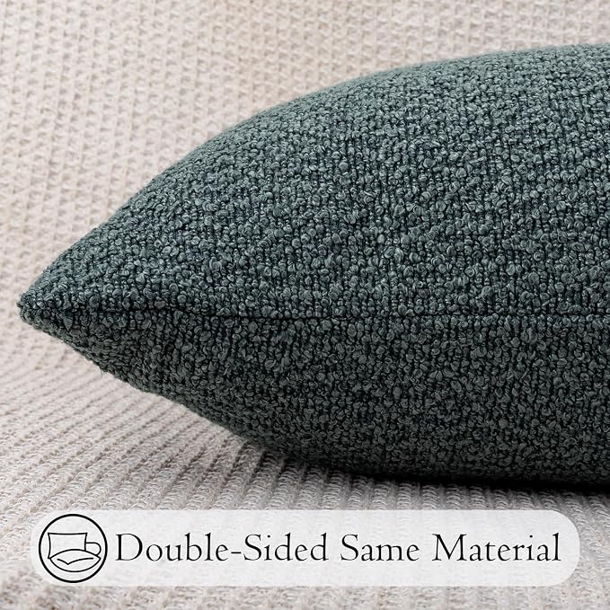 JoraLion 20x54 inch Neutral Boucle Body Pillow Cover, Dusty Blue Long Pillow Cover Cozy Soft Cushion Case for Couch Sofa Bed Living Room Home Decor, Pack of 1 (Cover Only)