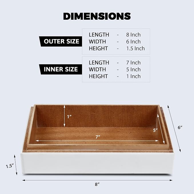 Handicrafts Home Black and White Decorative Storage Box with Lid– Coffee Table Storage Box, Handmade Resin Inlay Wooden Box, Remote Control Holder, Decorative Organizer, Keepsake & Jewelry Box- 8x5x2