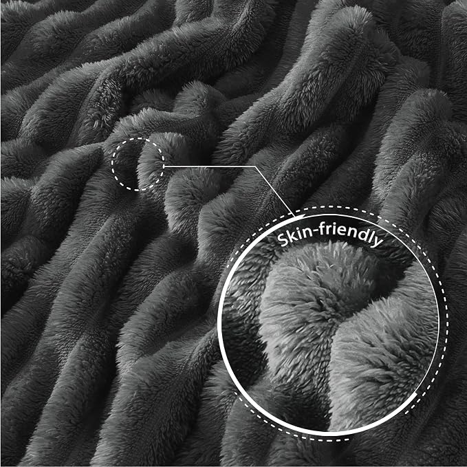 Exclusivo Mezcla Striped Queen Size Fleece Blanket for Bed, Couch, 90"x90" | Soft Breathable Cozy Bed Blankets, Lightweight Plush Fluffy Fuzzy Jacquard Decorative Blankets