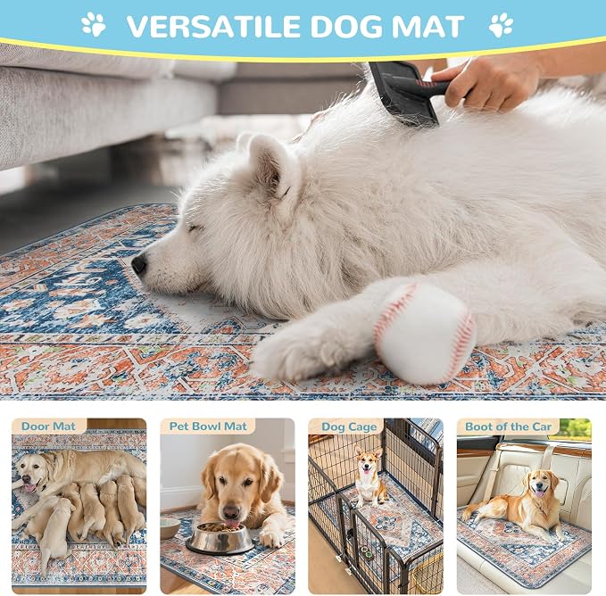 Lahome Super Absorbent & Leakproof Washable Dog Pee Pads - 2 Pack Value Set - Waterproof, Non-Slip Reusable Pads for Puppy Training, Crates & Whelping (24"x24", Beige Blue)
