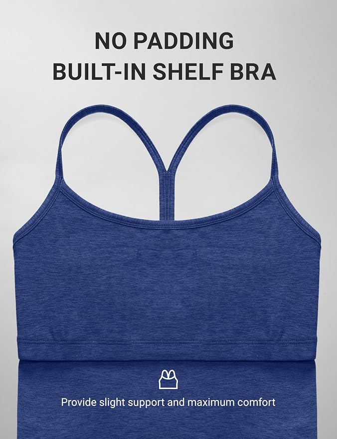 CRZ YOGA Cut-Out Y Back Crop Tank Tops for Women - Scoop Neck Spaghetti Strap Racerback Yoga Longline Sports Bra Non Padded