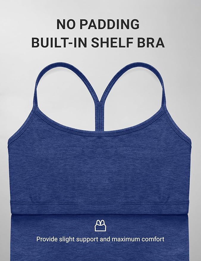 CRZ YOGA Cut-Out Y Back Crop Tank Tops for Women - Scoop Neck Spaghetti Strap Racerback Yoga Longline Sports Bra Non Padded