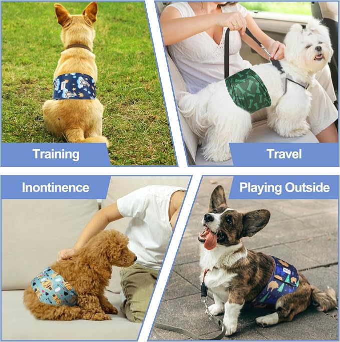 5 Pack Dog Diapers Male, Premium Belly Bands for Male Dogs, High Absorbing Male Dog Pee Wraps for Doggie in Incontinence or Excitable Urination and Training XL