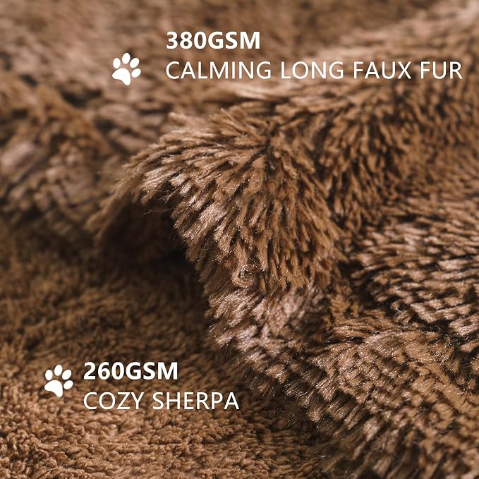 gogobunny Waterproof Dog Blanket for Couch & Furniture Protection - Super Soft Reversible Throw for Large Dogs & Cats, Calming Washable Fur & Sherpa Pet Blanket (40x50 Inch, Chocolate)