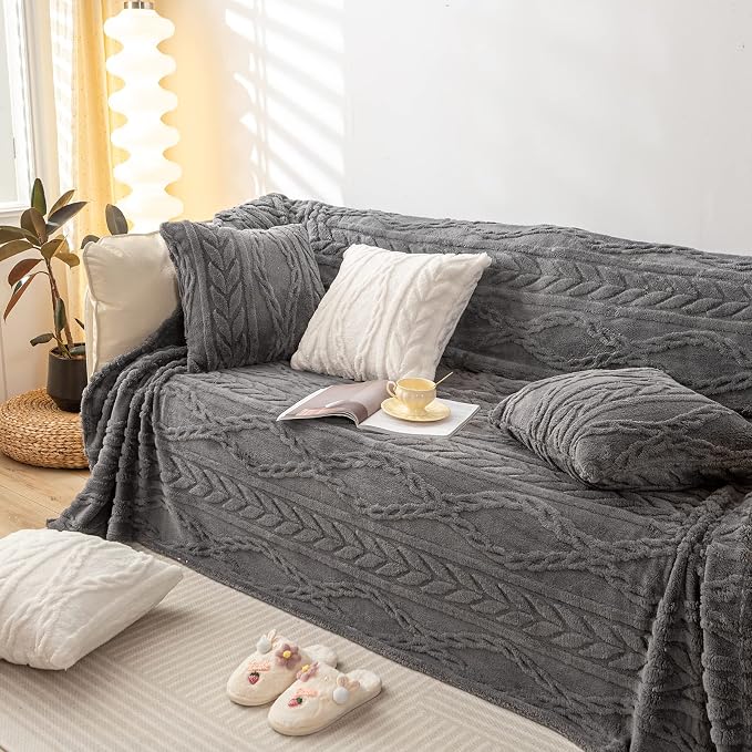 YUSOKI Sherpa Fleece Twin XL Size Blanket, Grey, 65"x90" | 3D Stylish Design,320GSM, Non-Shedding, Lightweight for All Season Use, stays fluffy after repeated washes, Perfect Gifts