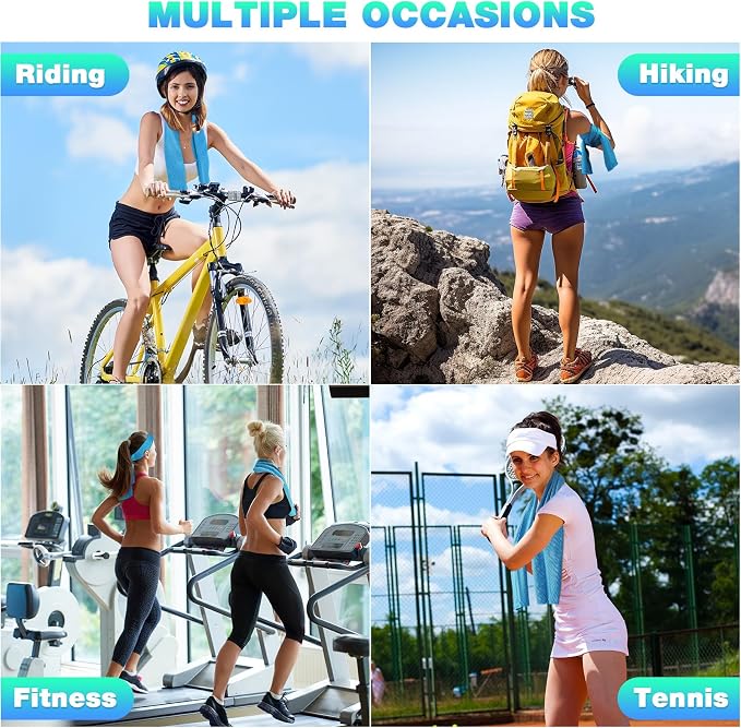 MENOLY 30 Packs Cooling Towels Bulk Cooling Towels for Neck and Face Gym Workout Cooling Neck Rags for Sports Yoga Soft Microfiber Breathable Sweat Rags for Hiking Running Fitness-Blue