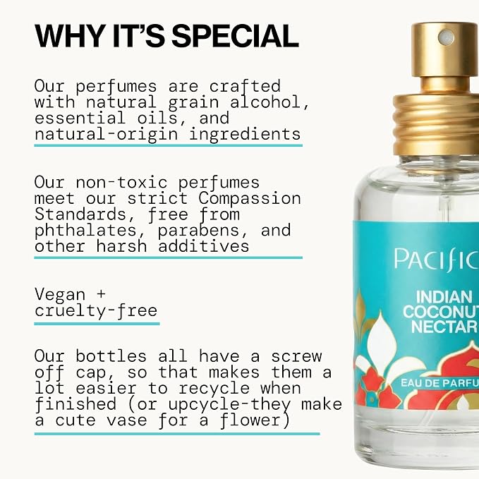 Pacifica Indian Coconut Nectar Perfume Spray – Tropical Vanilla & Coconut Fragrance, Layerable Beachy Perfume for Women, Clean, Non-Toxic, Vegan & Cruelty-Free Formula, All-Day Long Lasting