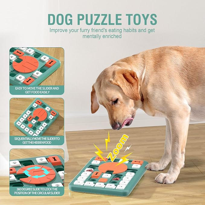 FOXMM Dog Puzzle Toys,Interactive Treat Puzzle Dog Toy for IQ Training | Mental Stimulating,Treat Puzzle Dispensing with Squeaky Design for Large Medium Smart Dogs