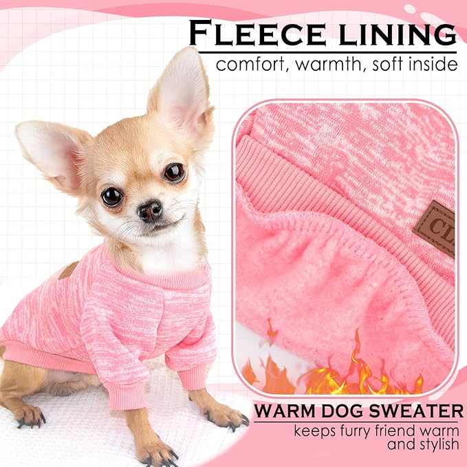 2 Pieces Dog Sweaters for Small Dogs Fall Dog Clothes Female Winter Fleece Dog Sweaters Warm Thick Pet Outfit Coat Small Dog Sweater for Girl Boy Dogs, Yorkie, Chihuahua, Pug, Cat, Pug,S,Pink Purple