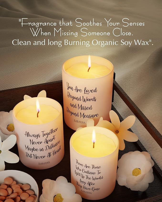 Scented Soy Memorial Candle – Glass Jar Candle Gift with 100% Organic Soy Wax & Fragrance Oil – Missing Someone Gift Decor for Women, Men, Couples, Meditation, Yoga by LaLeena, 14 Oz, Vanilla