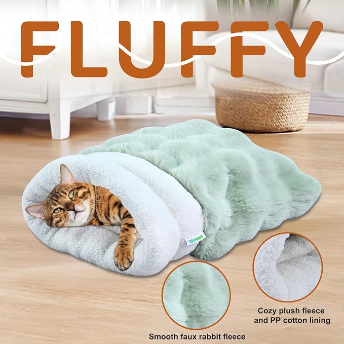 3 in 1 Semi-Enclosed Self Warming Burrow Cat Bed Sleeping Cave | Keep Warming, Machine Washable, Easy to Clean, Soft & Comfortable, Pet Beds fo Cats & Dogs, Cozy Privacy Nook