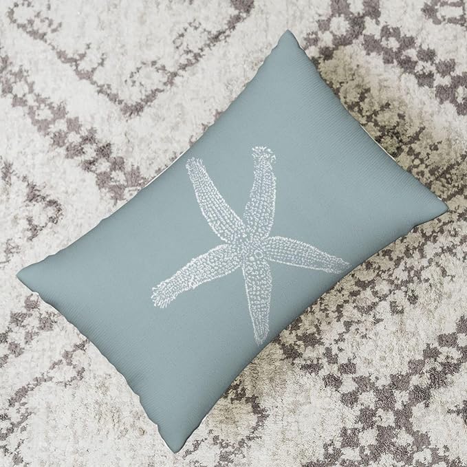 Coastal Pillow Covers 12x20 Set of 2 Blue Coral Starfish Throw Pillows Nautical Ocean Decorations Summer Linen Beach Pillowcase Outdoor Decor Farmhouse Lumbar Cushion Case for Home Living Room