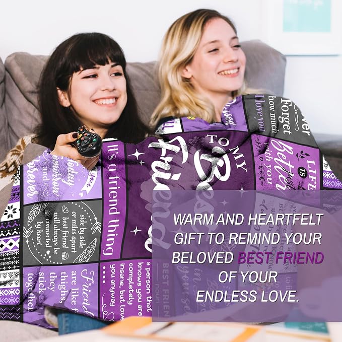 Best Friend Blanket Gifts, Best Friend Birthday Gifts for Women - Friendship Gift to My Best Friends, Bestie, BBF, Soul Sister, Long Distance Blanket Present 50x60in