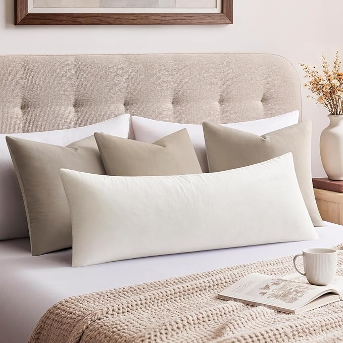 Throw Pillow Covers Lumbar 14x36 Inch Velvet Pillow Covers, Soft Decorative White Pack of 1 Long Pillow Case for Couch Cushion Chair Sofa Bed Living Room, Home Boho Decor