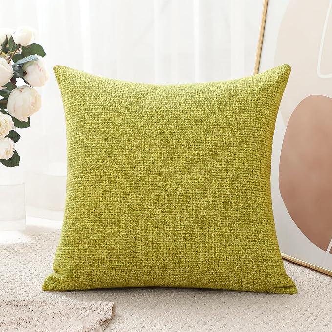 OTOSTAR Linen Throw Pillow Cover Set of 1 Decorative Square Pillowcases Cushion Covers 16x16 Inch for Home Decor Sofa Bedroom Car 40 x 40CM Sage Green