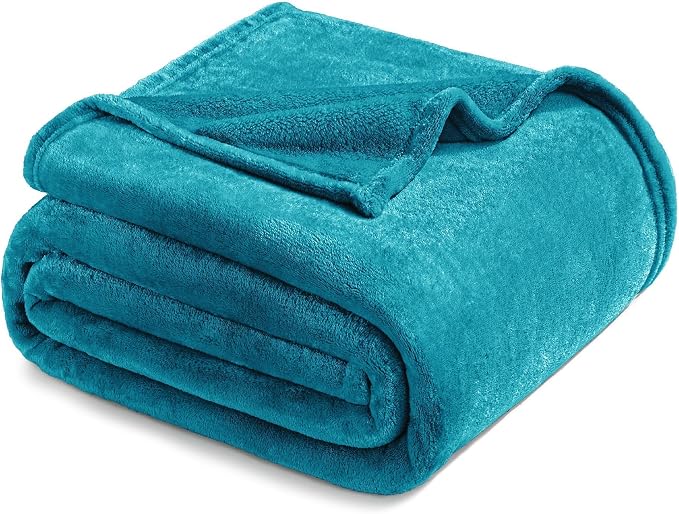 Exclusivo Mezcla Soft Fleece Blanket King Size for Bed, Teal | 104x90 Inches, Double-Sided Brushed Flannel, Lightweight Plush Cozy Blanket for Home Decor, All Season, Machine Washable