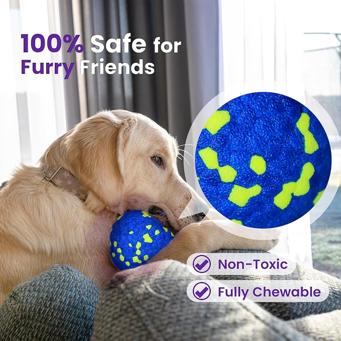 Dog Toy Balls, 2 Pack 3" Bouncy Dog Tennis Balls, Blue White