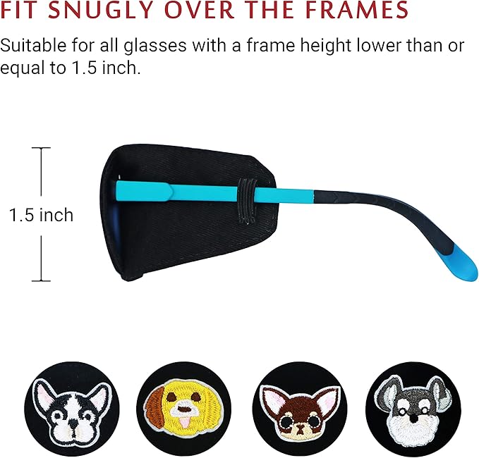 Astropic Cotton & Silk Eye Patch for Kids Glasses (Left Eye, Chihuahua)
