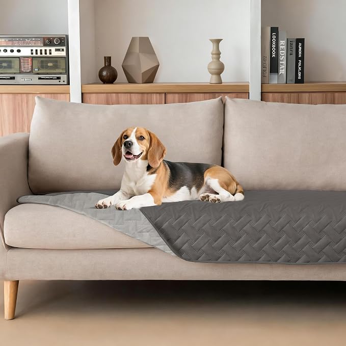 gogobunny 100% Double Sided Waterproof Dog Blanket Soft Pet Bed Cover Reversible Protect Furniture Couch Sofa Car for Puppy Cat Kids (Dark Grey/Light Grey, 30x70 Inch (Pack of 1))