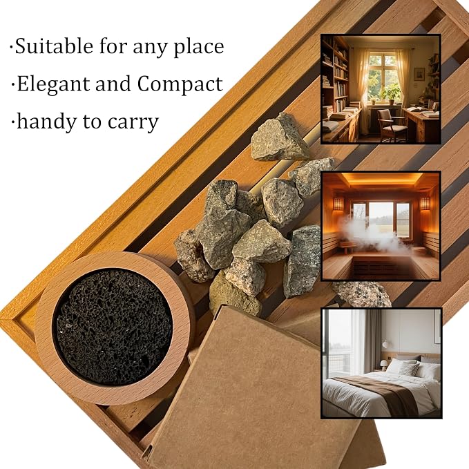 Passive Diffuser Lava Rock Natural Set Essential Oil Aromatherapy Stone for Home, Office, Car & Gifts - Compact Wood Bas