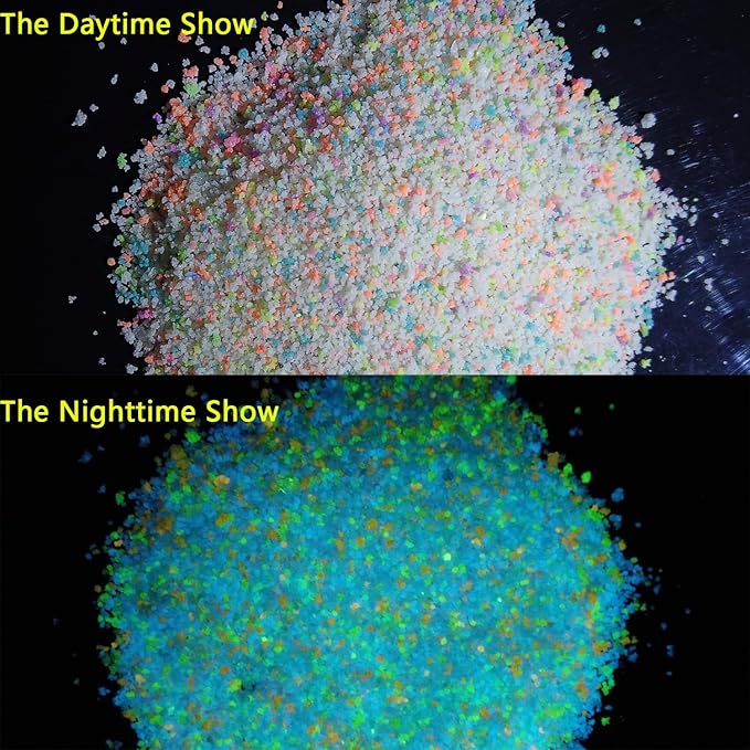 TWINKLING Glow in The Dark Crushed Glass, Broken Glass Glitter, Glow in The Dark Stones Gems Chips for DIY Resin Art Epoxy Crafts, Nail Art, Jewelry Making, Geode Painting, 0.85mm(100g) (Mixed Color)