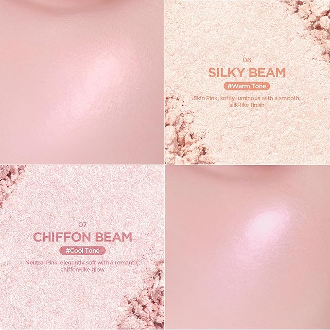 lilybyred Luv Beam Glow Veil | Korean Heart-Shaped Highlighter, Illuminating Shimmer, Radiant Glow, Silky Powder Texture, Buildable & Blendable, Lightweight & Long-Lasting, 0.11 oz. (03 Sugar Beam)