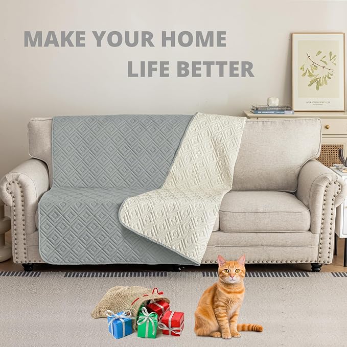 2026 Waterproof Bed Sofa Blanket (68"x82") Comfy Couch Sofa Mat for Dog Pets with Anti-Slip Back, Universal Incontinence Lightweight Liner Pad for Furniture Car Picnic etc Durable Washable, Light Grey