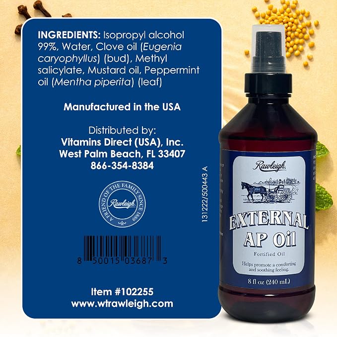 Rawleigh External AP Oil Spray: 8 fl oz, Fast-Acting Massage Oil, Soothe Tired, Sore and Aching Muscles, Fast-Absorbing, Methyl Salicylate, Clove & Peppermint Oils, Non-Greasy - Pack of 3
