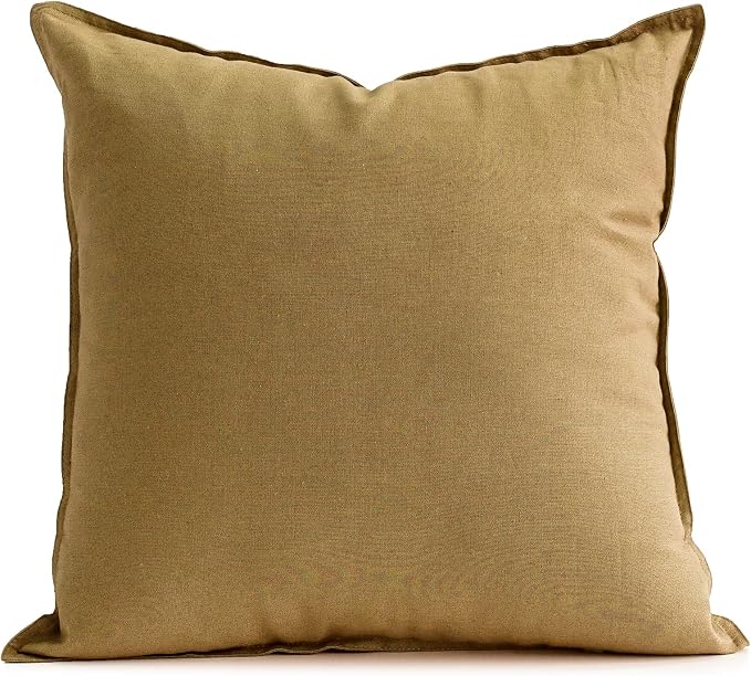 Jeanerlor Decorative Cotton Linen Couch 26"x26" Throw Pillow Case for Sofa Durable Classy, Comfortable Cushion Cover (65 x 65cm), Earth Yellow