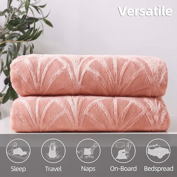 Whale Flotilla Soft Flannel Fleece Twin Size Blanket for Bed, Pink | Cozy Lightweight Breathable Coverlet, Plush Fluffy Bedspread, Vintage Pattern Decorative Blanket for Dorm, All Season 60"x80"