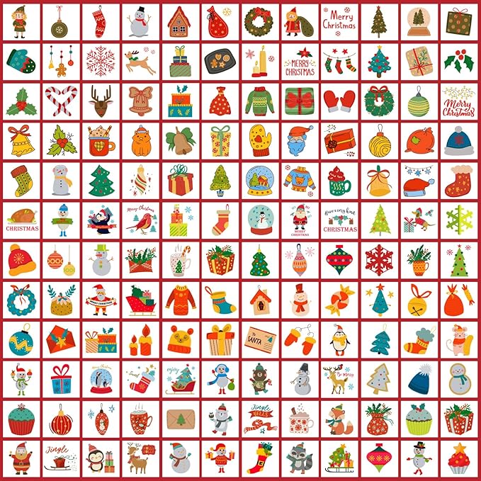 Partywind 408 PCS Kids Tattoos for Party Supplies, Individually Wrapped Sheet Temporary Tattoos Stickers for Kids Goodie Bag Stuffers, Fun Birthday Party Favors - Christmas