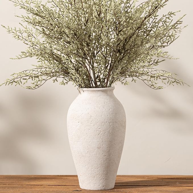 Vanselia Ceramic Flower Vase Home Decor - Large Tall Farmhouse Table Vases Rustic Vintage Living Room Kitchen Bedroom Decorations for House Book Shelf Office Coffee Desk Dining Fireplace (12" Rustic)