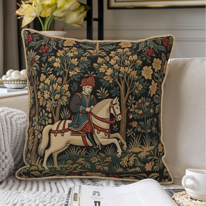 Vintage Tapestry Horse Velvet Pillow Covers 16x16 Inch Boho Retro Abstract Forest Throw Pillows for Couch Cushion Covers Pillowcase Boho Animal Farmhouse Pillow Cases for Sofa Bed Bedroom