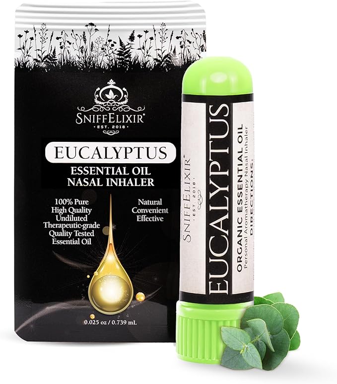 Eucalyptus Essential Oil Aromatherapy Nasal Stick Vapor Inhaler - Allergy Relief, USA Made with Organic Essential Oils, Natural Breathe Easy Support