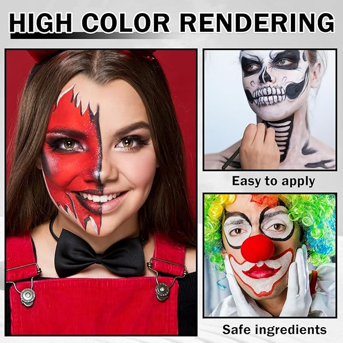 3 Colors Face Body Paint Eye Black Sticks for Sports Football Baseball Softball,Convenient Design Facepaint for Halloween SFX Clown Cosplay Makeup（Blue/Black/Red Body Paint Sticks）