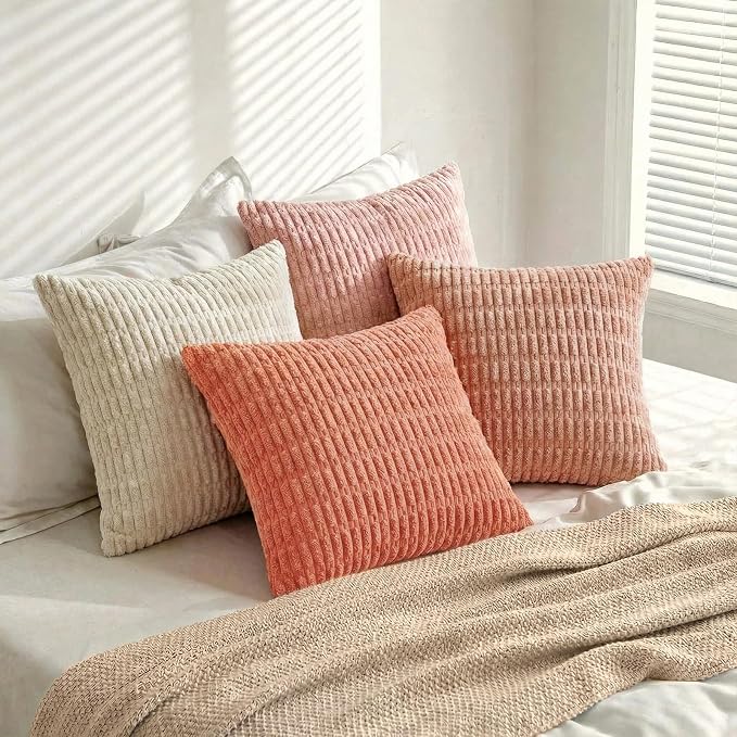 Fancy Homi 4 Packs Decorative Throw Pillow Covers for Living Room Couch Bed, Modern Farmhouse Boho Home Décor Accent Cushion Case, 20" x 20", Pink Series