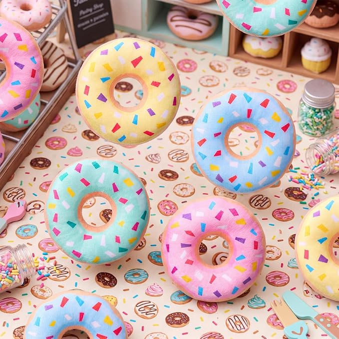 Civaner 24 Pcs Stuffed Dog Toy Squeaky Plush for Small Breed, Donut