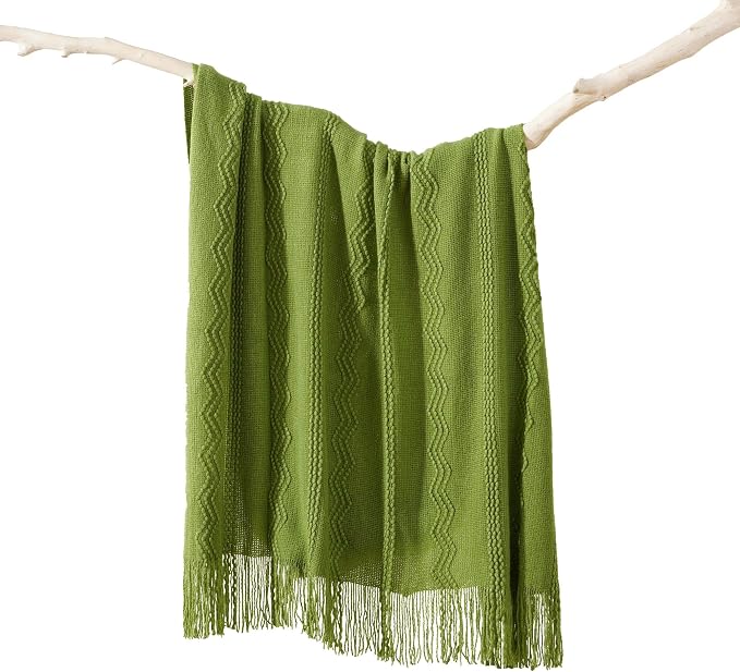 BATTILO HOME Moss Green Throw Blanket for Couch, Spring Decorative Green Blankets for Sofa, Spring Throw Blanket, 50"x60"