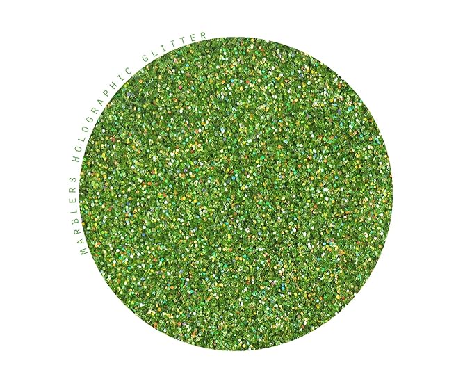 MARBLERS Holographic Face & Body Glitter [Holo Apple Green] 0.18oz (5g) | Fine | Non-Toxic | Cruelty-Free | Festival, Rave & Party Makeup | Eye, Hair, Nail Polish, Eyeshadow | Nail Art | Gel Nail