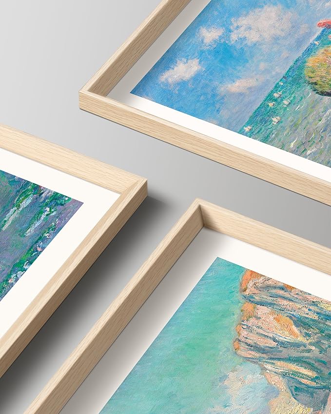 HesenDot Framed Wall Art, Claude Monet Impressionism Canvas Prints Set | 12x16IN Set of 3,High Framed Canvas Prints,Vintage Landscape Painting,Wall Decor for Living Room Bedroom Gallery Office