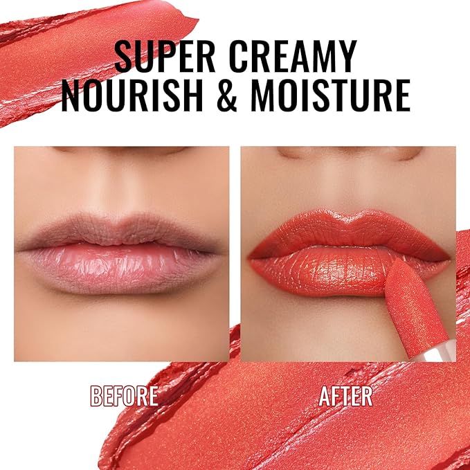 Oulac Moisturizing Coral Lipstick for Women Tinted Lip Balm Infused with Sodium Hyaluronate Acid, Lightweight Lip Makeup, Vegan & Gluten Free, PG04 Sunrise