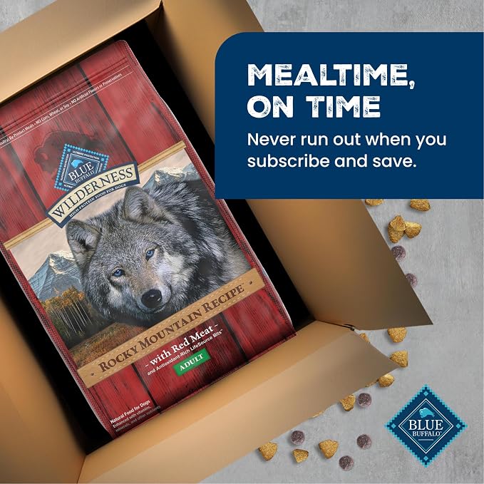 Blue Buffalo Wilderness Rocky Mountain Recipe Adult Dry Dog Food, 24 lb | 31g Protein, Real Beef #1 Ingredient, High Protein Red Meat with Wholesome Grains, Antioxidant-Rich Fruits & Veggies